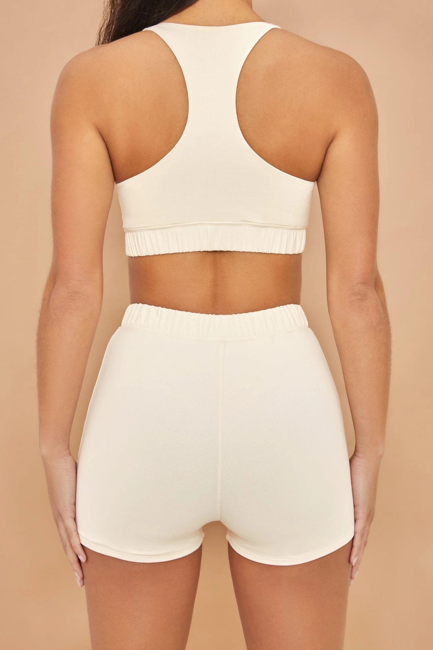 High Waisted Mini Shorts In Cream - Image 2