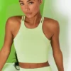 Feel Your Power Ribbed Racer Crop Top In Lime