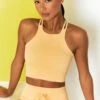 Feel Your Power Ribbed Racer Crop Top In Yellow