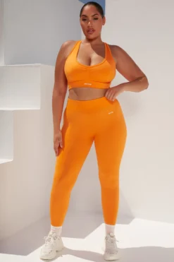 Surge Curved Waist Seamless Leggings In Orange
