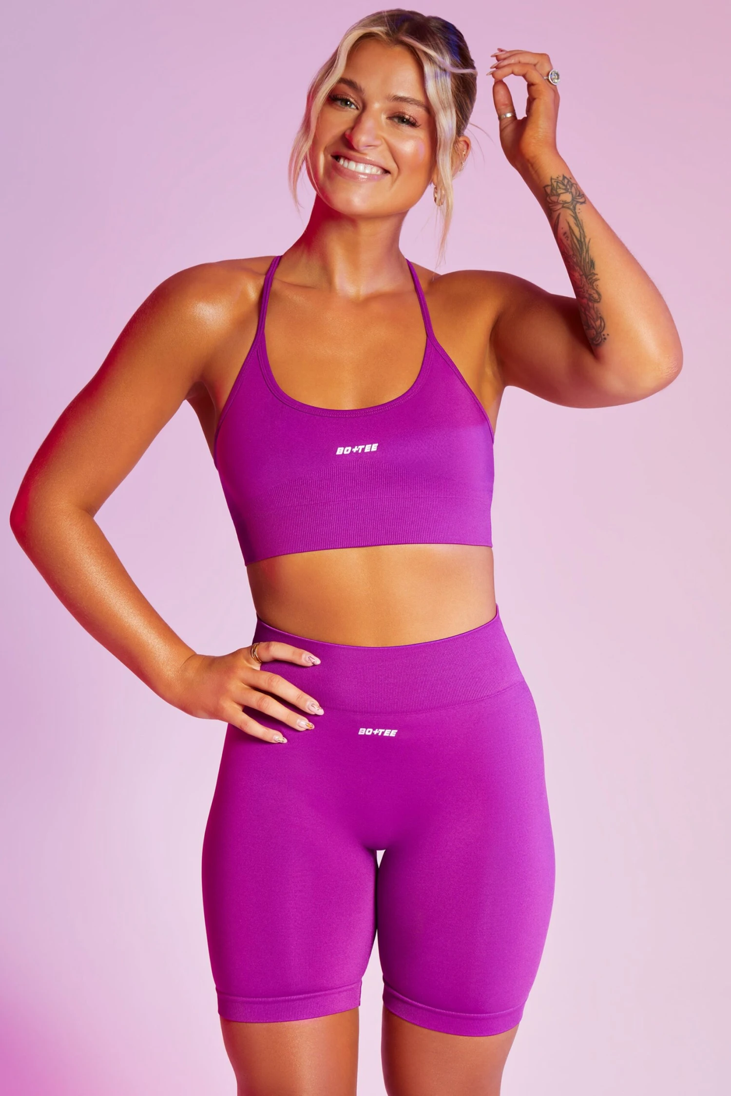 Seamless High Waist Biker Shorts In Purple - Image 5