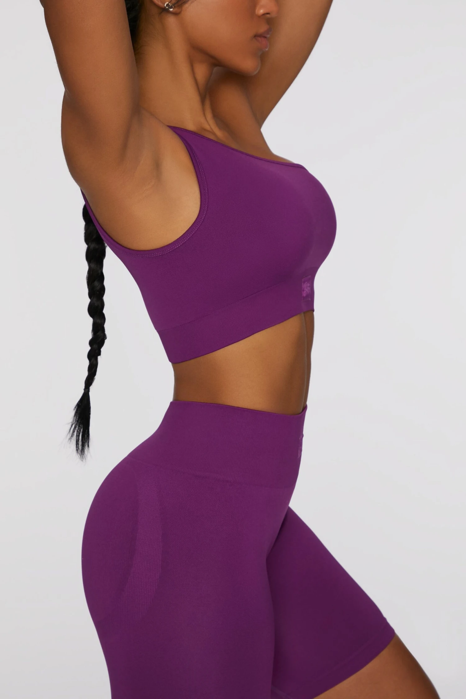 Asymmetric Crop Top In Dark Purple - Image 4