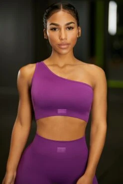 Asymmetric Crop Top In Dark Purple