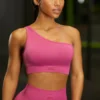 Asymmetric Crop Top In Dark Pink