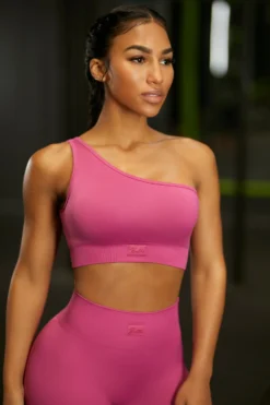 Asymmetric Crop Top In Dark Pink