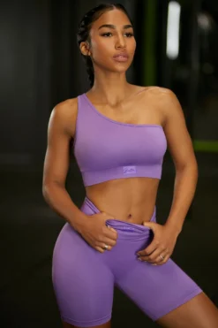 Asymmetric Crop Top In Purple