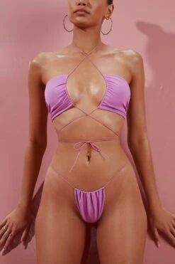 Ruched Bikini Bottoms In Pink